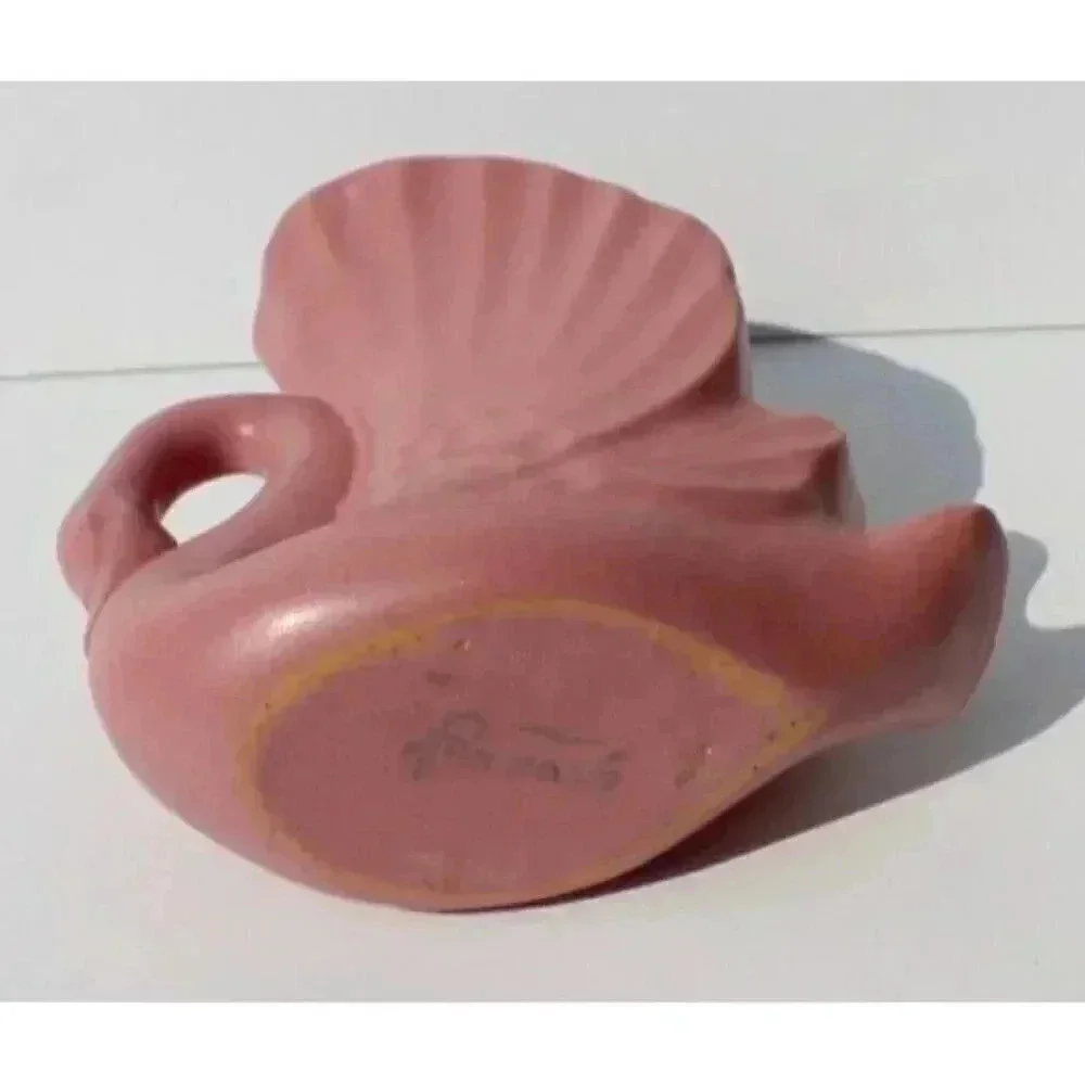 Vtg 1950's Rosemeade Dakota Pottery Pink Swan Planter Pot Country Farmhouse